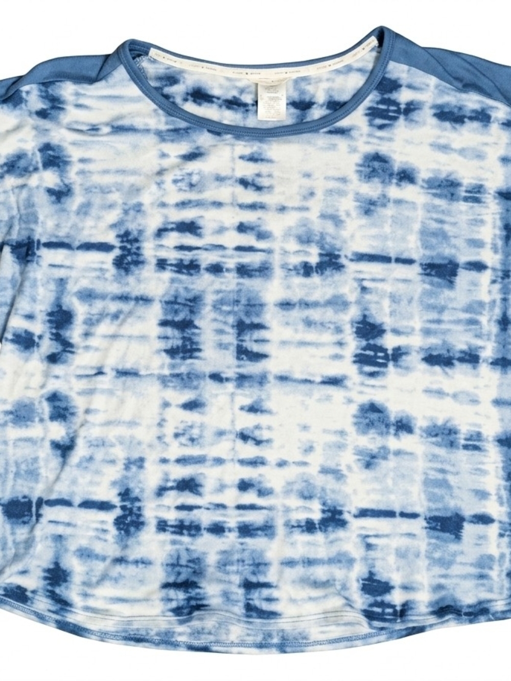 Lucky Brand Tie Dye Shibori Boxy Top XXL Blue White Short Sleeve Soft Knit Knit